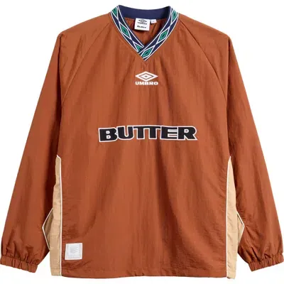 Butter Goods X Umbro Nylon Training Pullover In Chocolate/tan