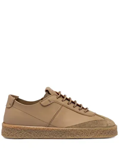 Buttero Panelled Leather Sneakers In Brown