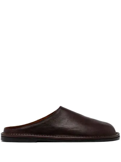 Buttero Round-toe Slippers In Brown