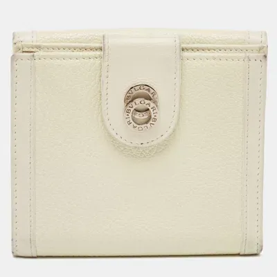 Pre-owned Bvlgari Off White Leather Icon Bit French Wallet