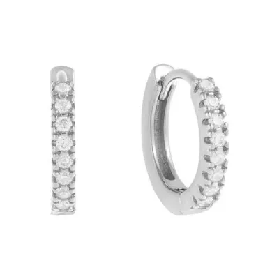 By Adina Eden Cz Mini Huggie Earring In Silver