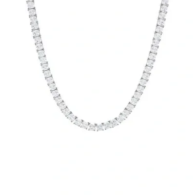 By Adina Eden Cz Princess Cut Tennis Necklace In Silver - 16in/4mm