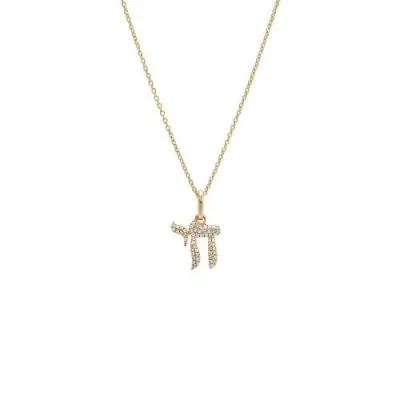 By Adina Eden Diamond Pave Chai Necklace 14k In 14k Gold