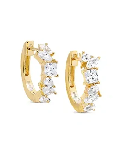 By Adina Eden Mix Stone Huggie Hoop Earrings In Gold