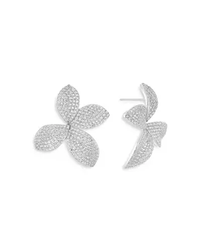 By Adina Eden Pave Fancy On The Ear Stud Earrings In Silver