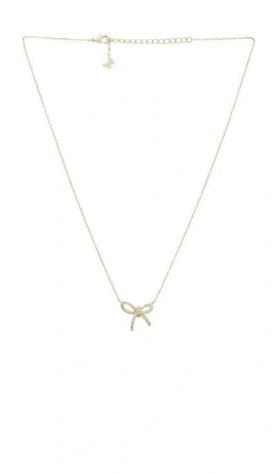 By Adina Eden Skewed Pavã©  Bow Tie Necklace In Metallic Gold