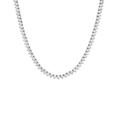 By Adina Eden Three Prong Tennis Necklace In Silver 1