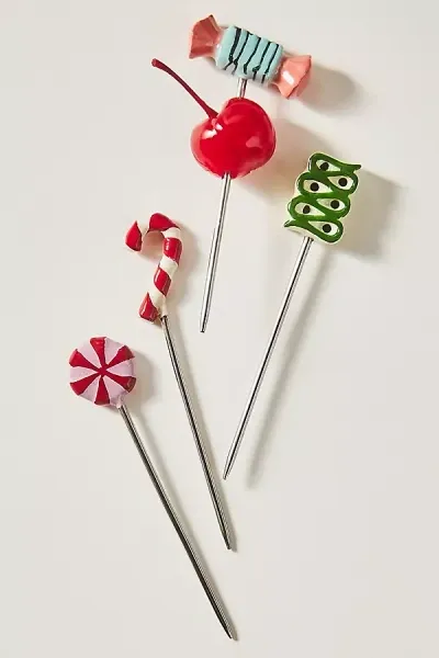 By Anthropologie Bon-bon Cocktail Picks, Set Of 4 In Multi