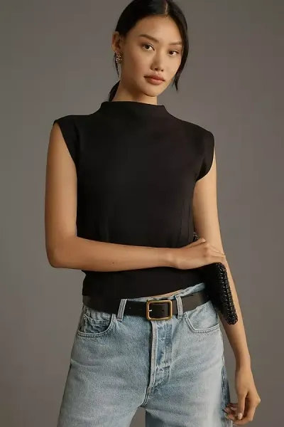 By Anthropologie Muscle Wedge Tee In Black