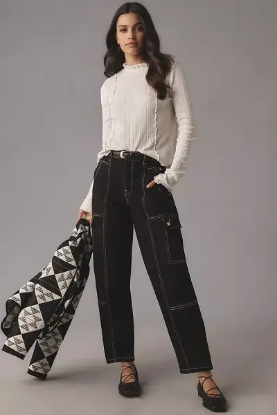 By Anthropologie The Carson Utility Barrel Pants In Black