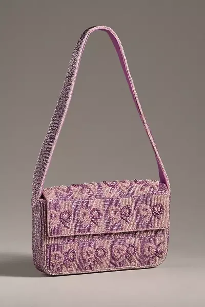 By Anthropologie The Fiona Shoulder Bag: Metallic Bow Edition In Purple