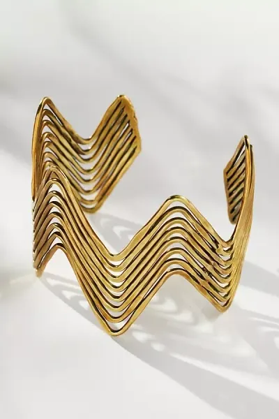 By Anthropologie Western Wavy Cuff Bracelet In Gold