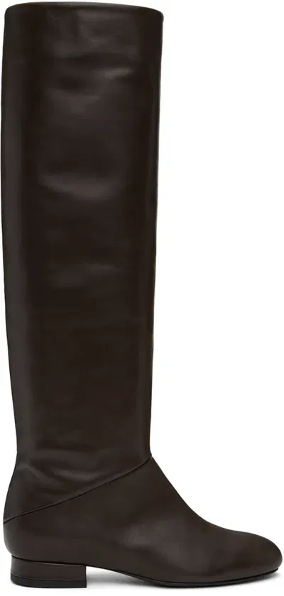 By Far Brown Felix Nappa Leather Boots In Black