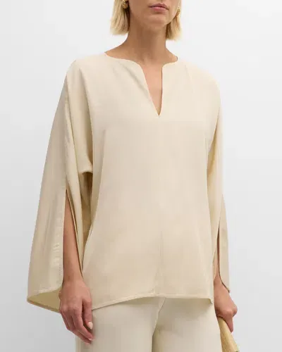 By Malene Birger Calias Split-sleeve Tunic Blouse In Beige