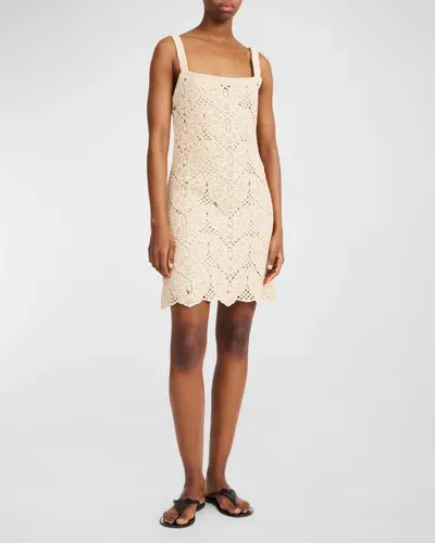 By Malene Birger Falla Butterfly Crochet Mini Dress In Oyster Gray