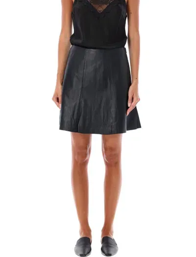 By Malene Birger Mini Leather Skirt Naommi In Black