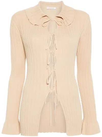 By Malene Birger Ruffled Ribbed Cardigan In 褐色