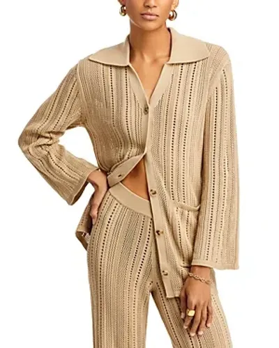 By Malene Birger Samina Pointelle-knit Cotton-blend Cardigan In Tehina