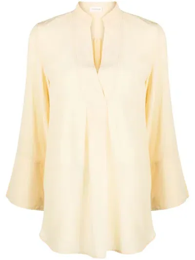 By Malene Birger Silk Bell-sleeves Blouse In Gelb