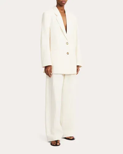 By Malene Birger Ophie Single-breasted Seersucker Blazer In Soft White