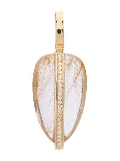 By Pariah 14k Yellow Gold Quartz And Diamond Pendant In Braun