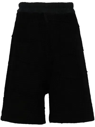 By Walid Elasticated-waistband Cotton Shorts In Black