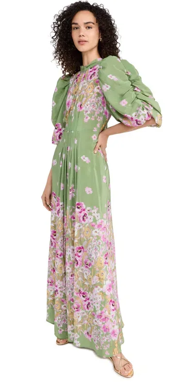 Bytimo Crepe Tie Back Gown Green Field