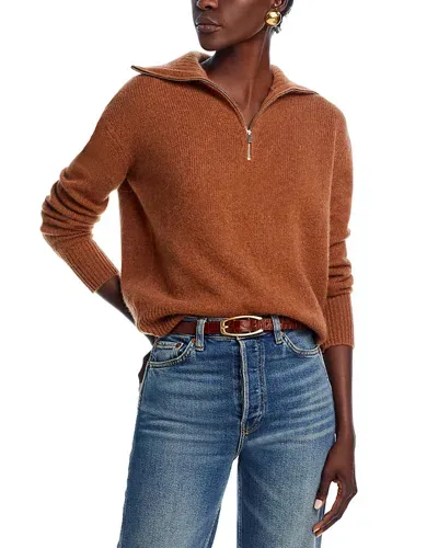 C By Bloomingdale's Cashmere Drop Shoulder Half Zip Cashmere Sweater - Exclusive In Nutmeg