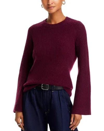 C By Bloomingdale's Cashmere Ribbed Crewneck Sweater - Exclusive In Heather Burgundy