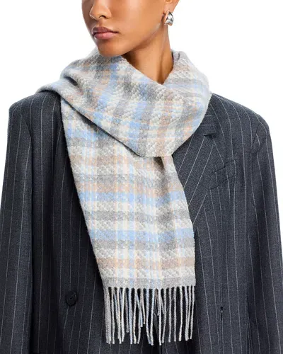 C By Bloomingdale's Cashmere Tweed Plaid Scarf - Exclusive In Aqua Marine