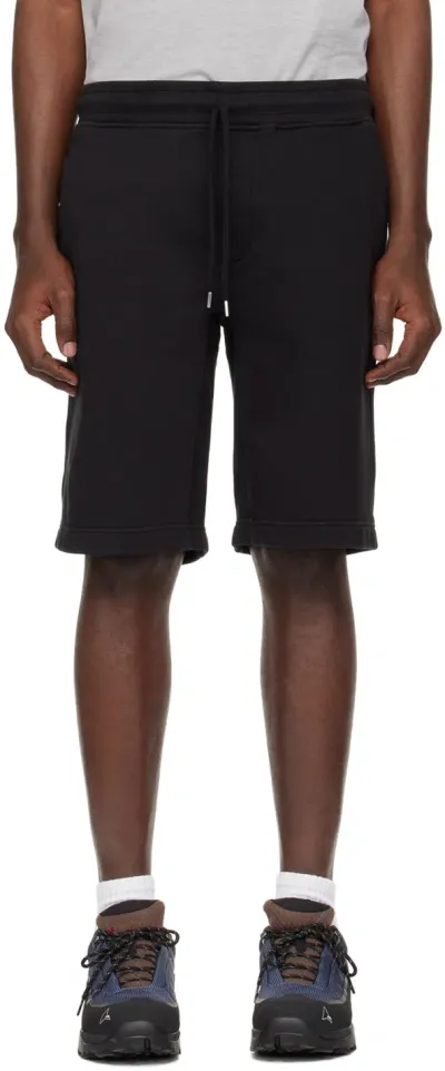 C.p. Company Black Embroidered Shorts In Black 999