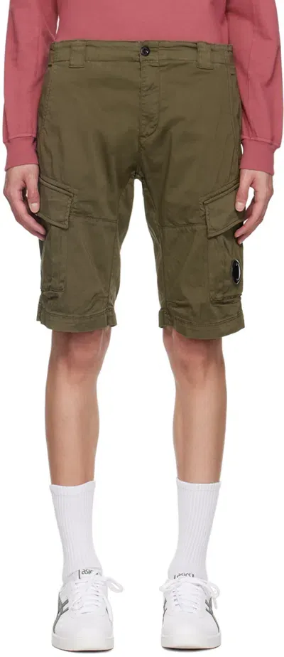 C.p. Company Khaki Cargo Pocket Shorts In Ivy Green 683