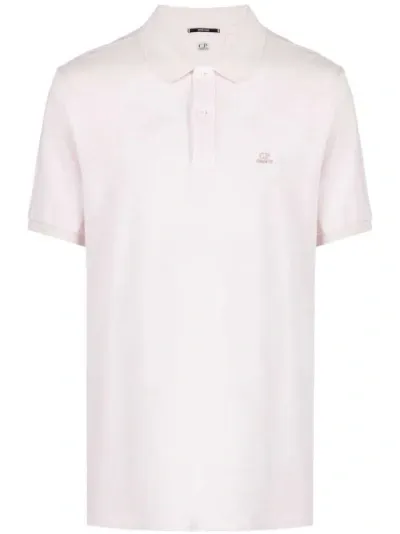 C.p. Company Logo-patch Piqué Polo Shirt In Pink