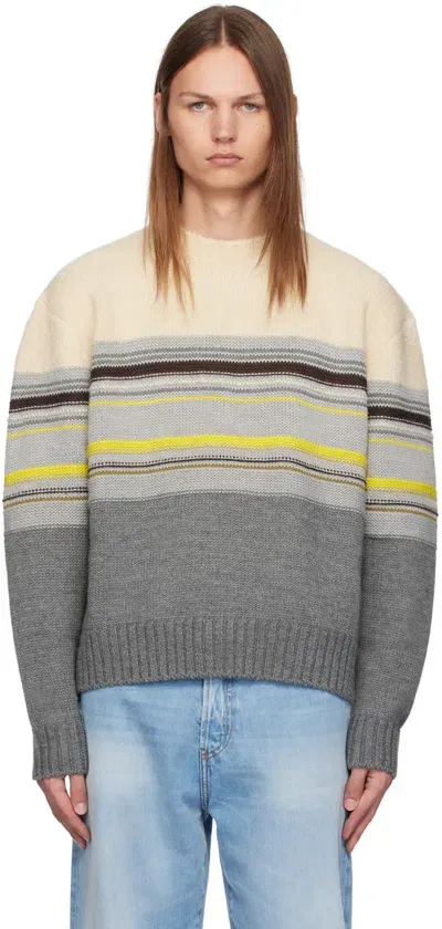 C2h4 Multicolor Louver Sweater In Gray