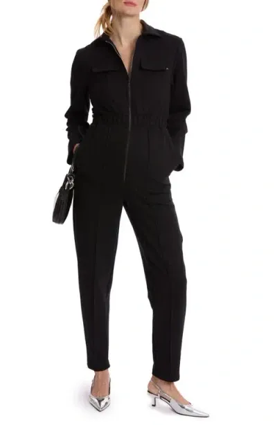 Cache Coeur Pablo Long Sleeve Maternity/nursing Jumpsuit In Black