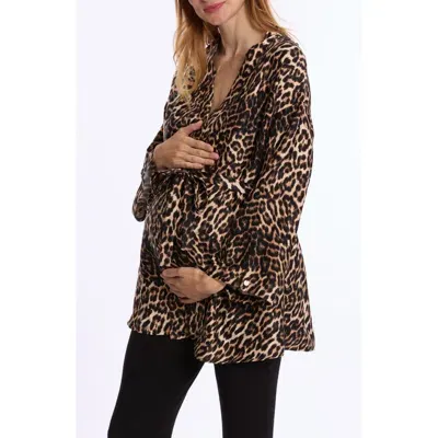 Cache Coeur Roxane Maternity Robe In Leopard