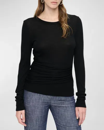 Callas Milano Bisette Draped Scoop-neck Top In Black