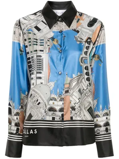 Callas Milano Cameron Venice-print Silk Shirt In Black