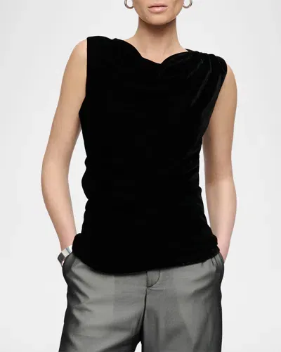 Callas Milano Ilena Sleeveless Cowl-neck Velvet Blouse In Black