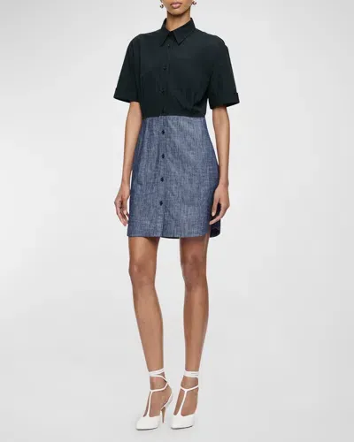 Callas Milano Nadine Colorblock Mini Shirtdress In Black