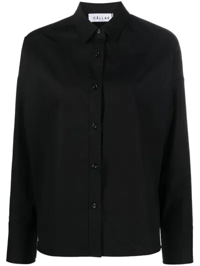 Callas Milano Long-sleeve Poplin Shirt In Black