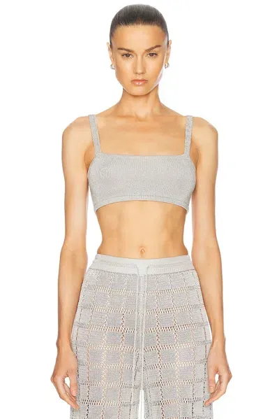 Calle Del Mar Glitter Knit Bandeau Top In Silver Glitter