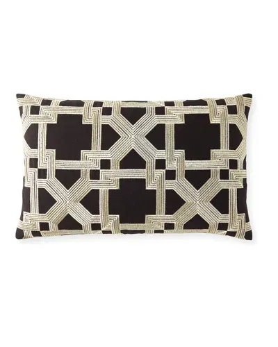 Callisto Home Back & Gold Embroidered Decorative Pillow, 18x30" In Black