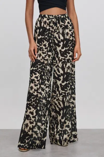 Calvin Klein Animal Print/black  Swimwear Sheer Cotton Drawstring Trousers