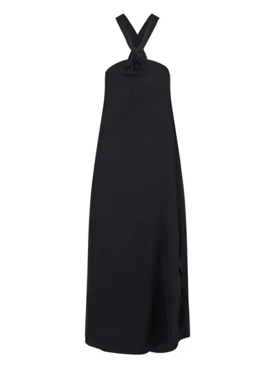 Calvin Klein Asymmetric Maxi Dress In Black