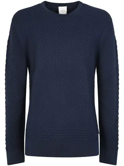 Calvin Klein Basket-weave Jumper In Blue