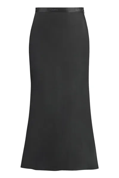 Calvin Klein Bias Midi Skirt In Black