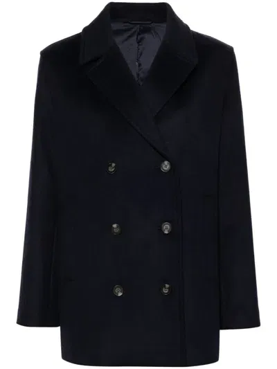 Calvin Klein Brushed-finish Peacoat In Blue