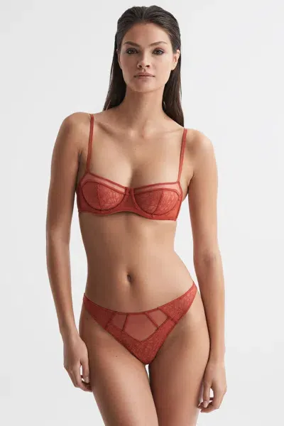 Calvin Klein Cinnabar Underwear Lace Balconette Bra In Red