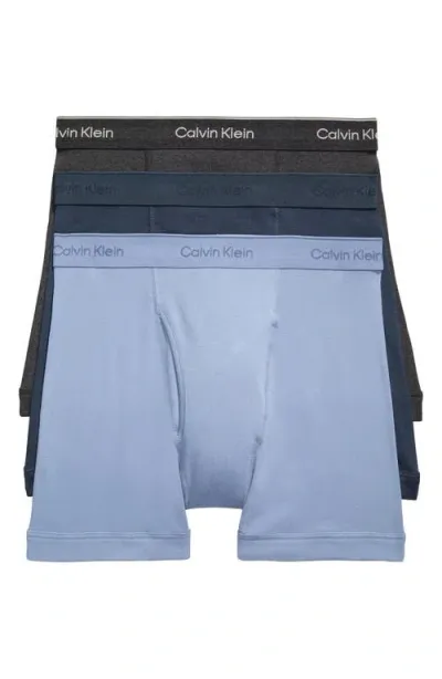 Calvin Klein Classics 3-pack Cotton Boxer Briefs In Prime Ink/charcoal